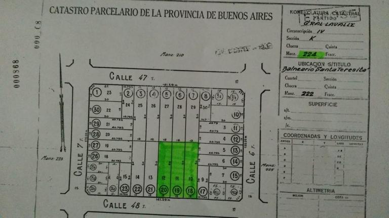 Lotes en Santa Teresita. 12x50=600M2.  48 entre 6 y 7