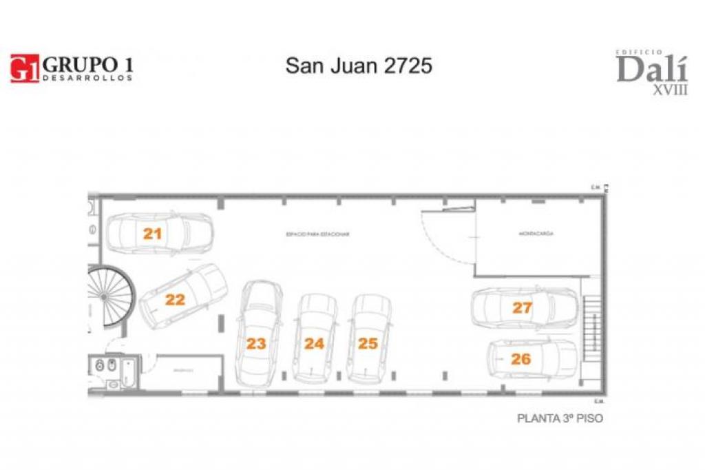 Rosario: San Juan 2725 Cochera N° 22 en piso 3 de 13 m2