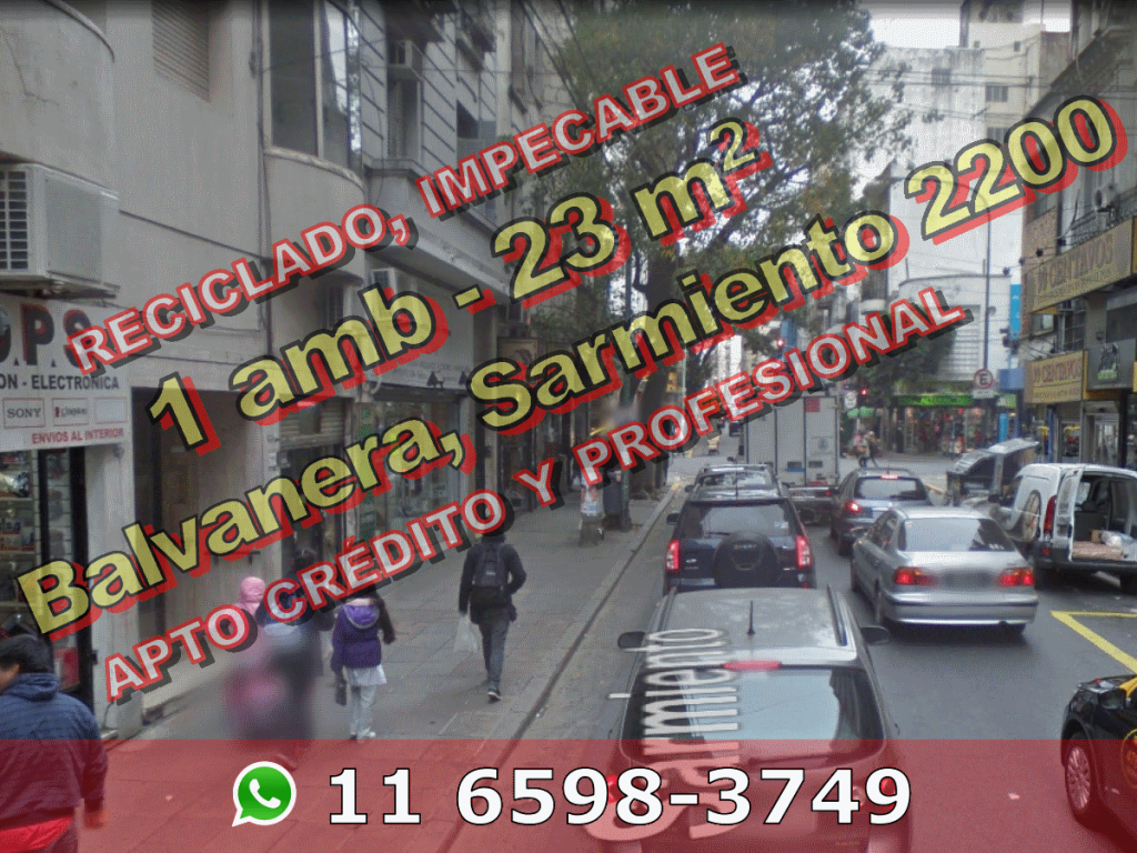 RECICL, IMPEC! Depto 1 amb PB 23m2 Sarmiento 2200 u$s 64.000