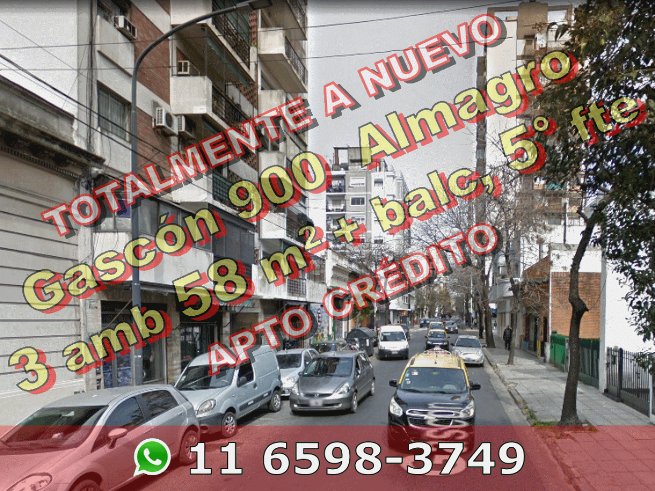A NUEVO   Dto Almagro 3amb 58m2 +balc Gascón 900 u$s185.000