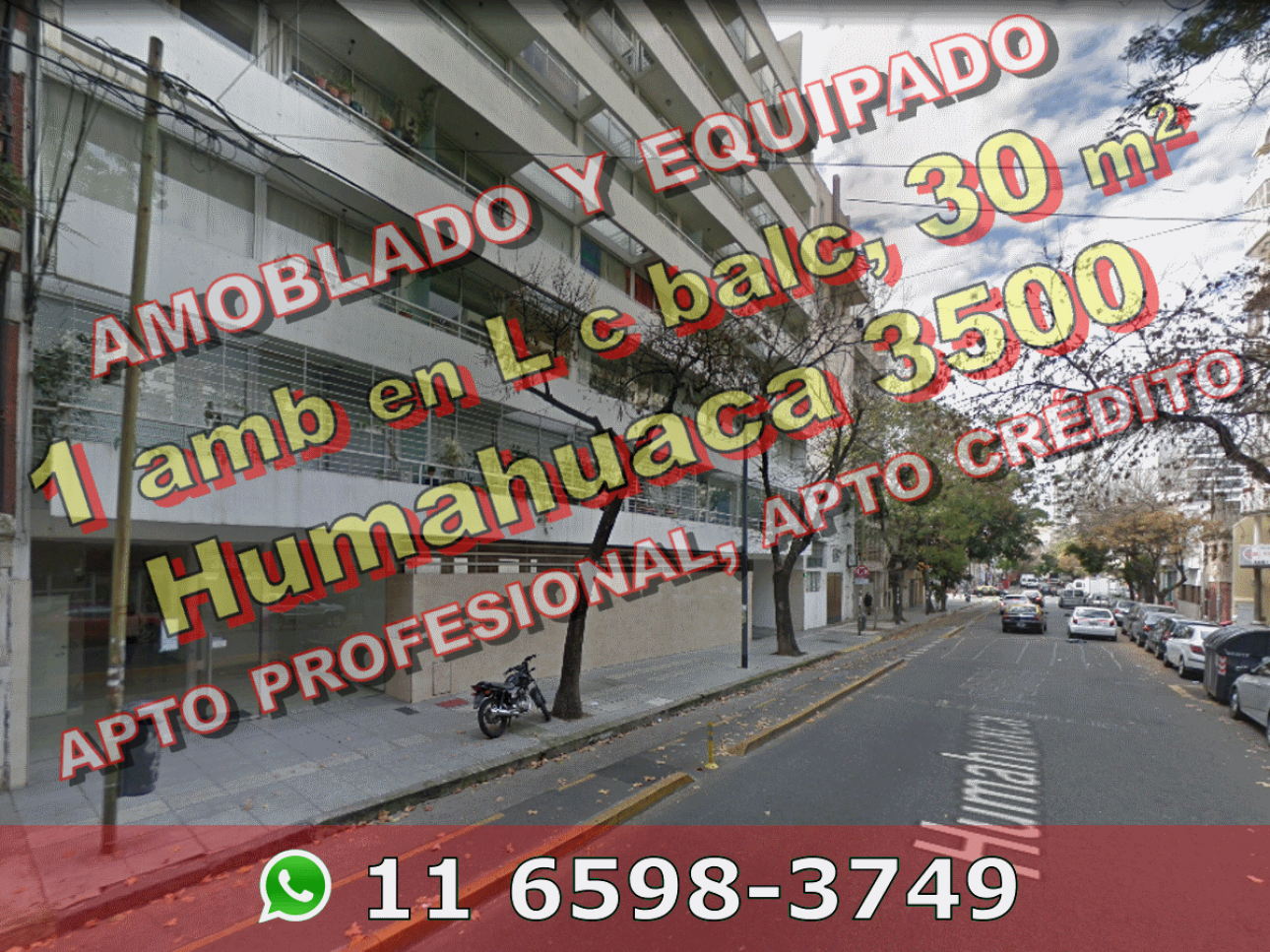 Almagro 1amb L balc 30m2 amob+equip Humahuaca 3500 u$s85.000