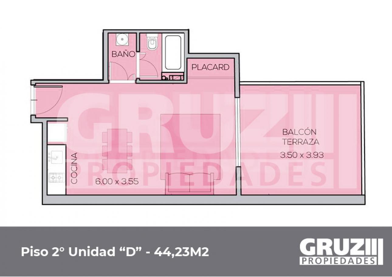 1 amb - 44m2 - Apto Prof. con balcón aterrazado - Palermo