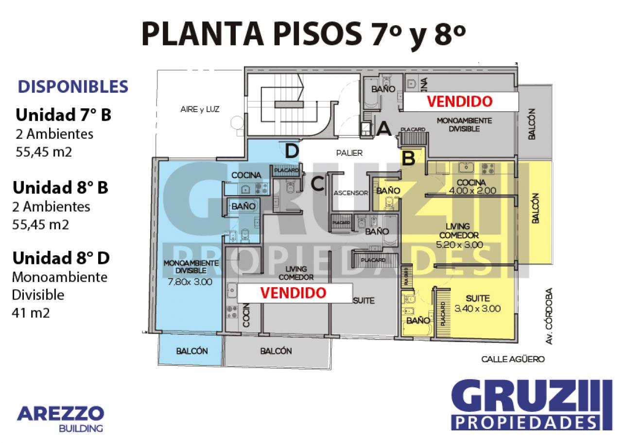 8° B - 2 amb 55m2 c/ balcón - Av. Córdoba 3099