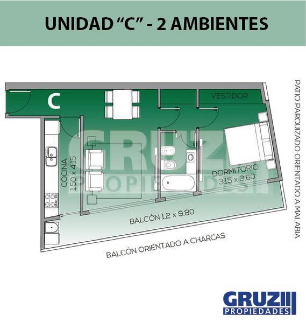 Excelente 2 amb c/balcón 60m2 - Malabia 2233