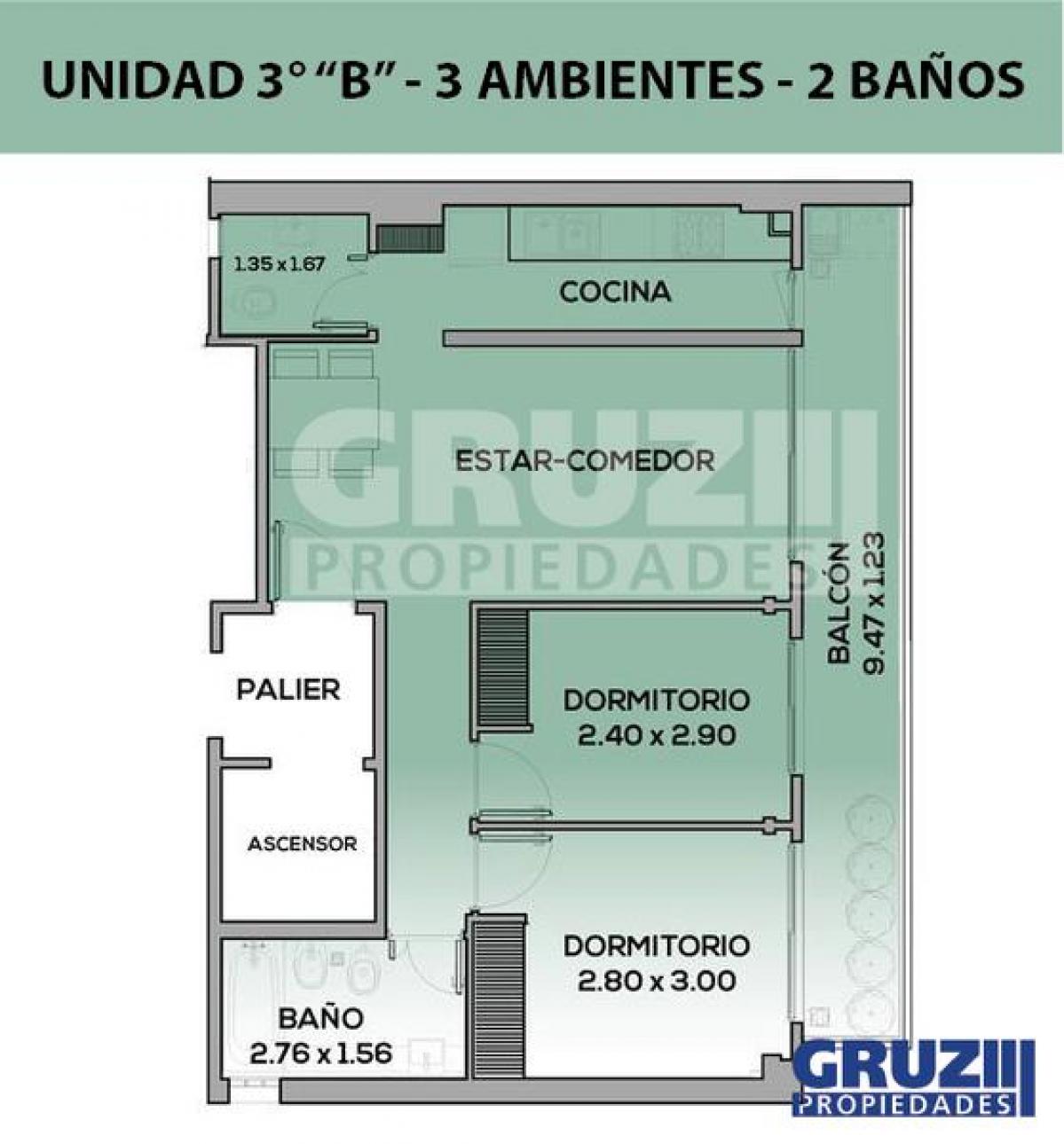 Excelente 3 amb c/balcón 77m2 - Malabia 2233
