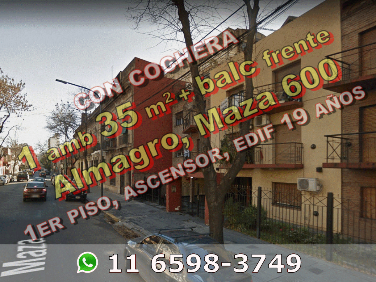 Dto Almagro 1amb 35m2 +balc fte, coch cub Maza 600 u$s83.000