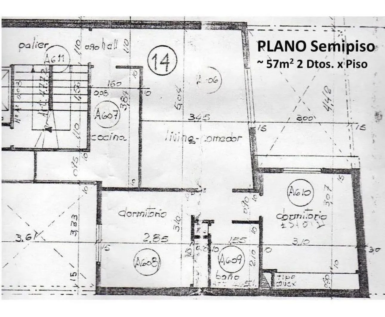 3 amb con baulera propia, 2 dorm y 1 baño, 57 m2
