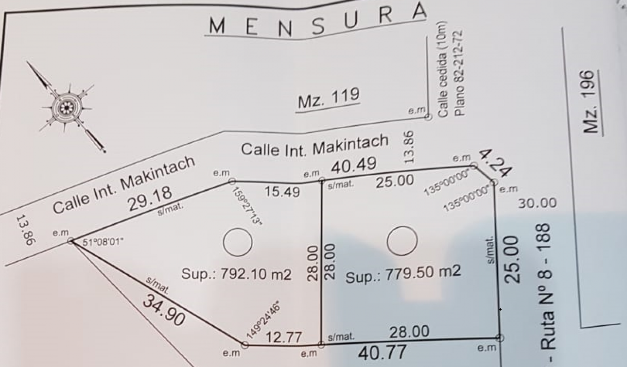 Vendo terreno de 1.572 m2 en Pergamino, Bs.As.
