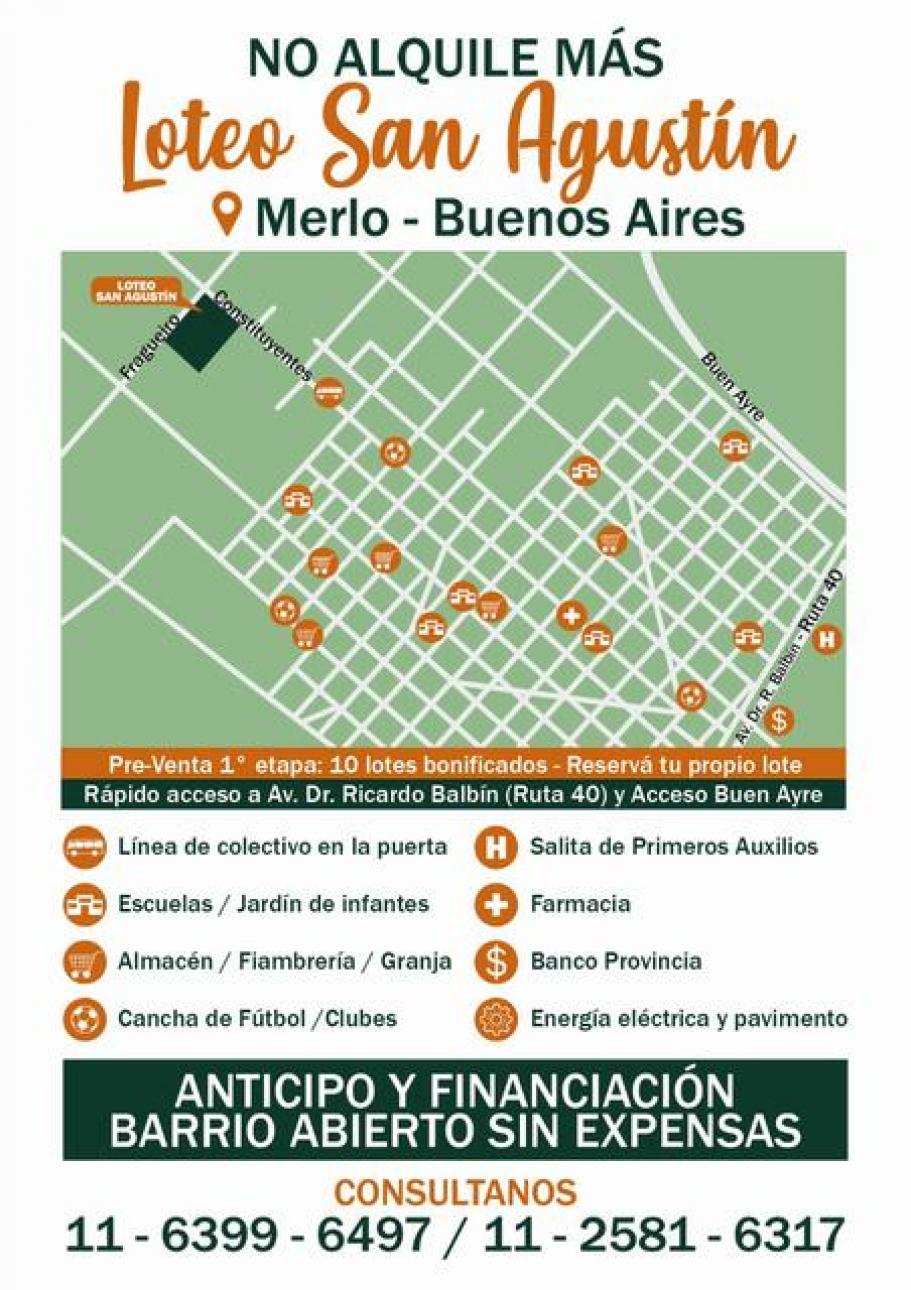 TERRENO EN MERLO CON ESCRITURA