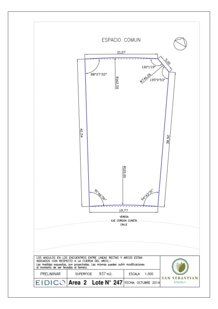Venta-  Lote en Barrio San Sebastian / Area 2