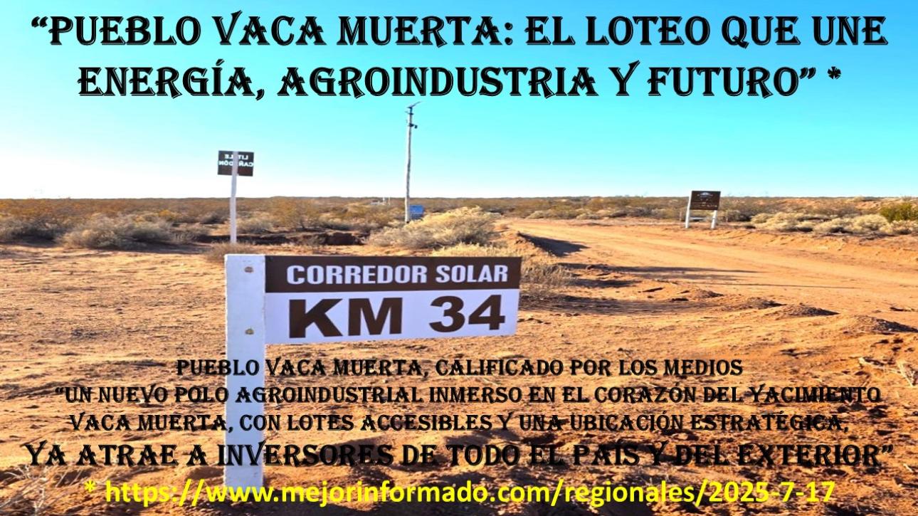 LOTES EN PUEBLO VACA MUERTA A VALOR PROMOCIONAL-FINANCIACION