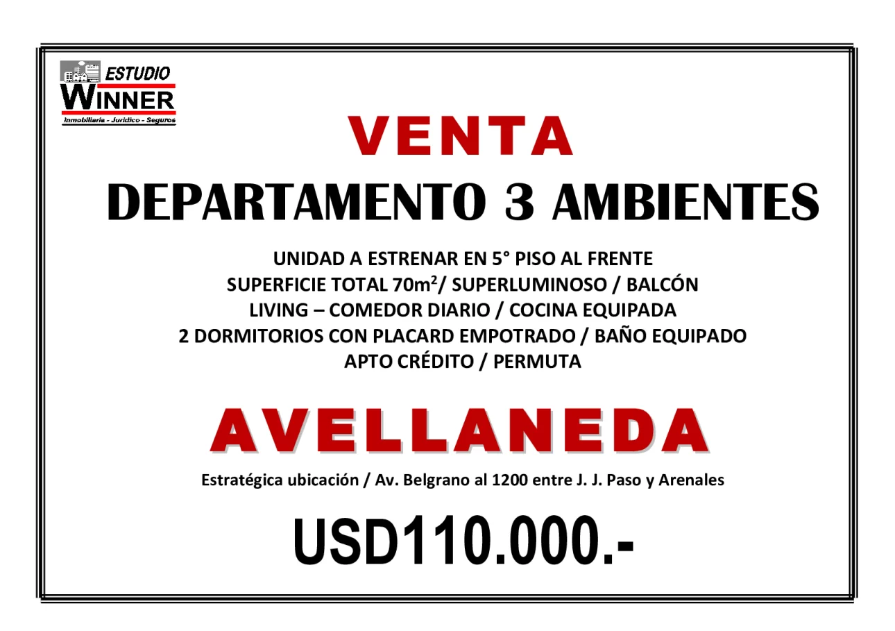 DEPARTAMENTO 3 AMBIENTES A ESTRENAR