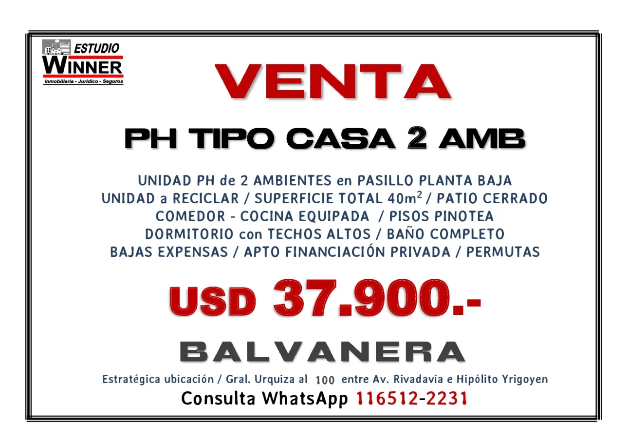 BALVANERA UNIDAD PH 2 AMBIENTES